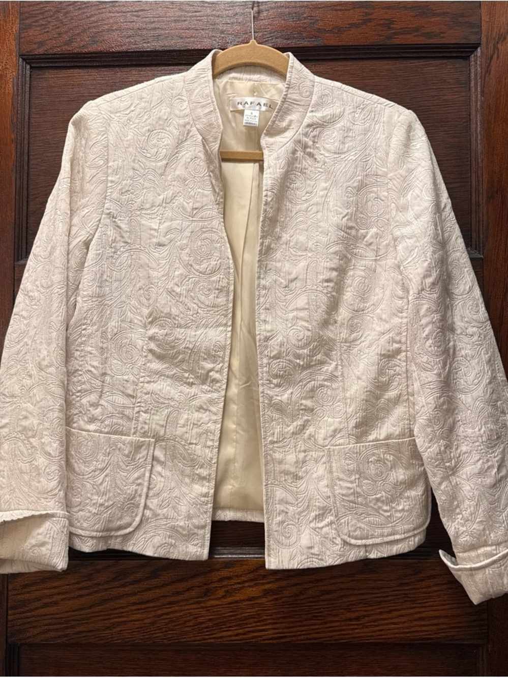 RAFAEL Cream Quilted Open-Front Blazer